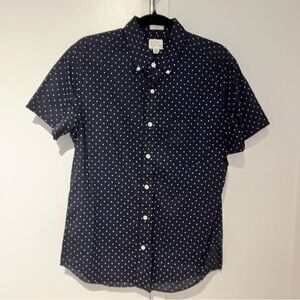 J. Crew Dark Blue Polka Dot Casual Shirt